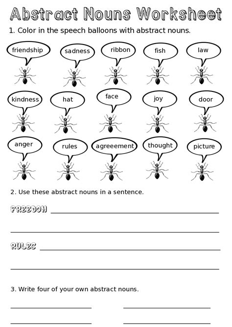 Worksheet On Abstract And Concrete Nouns