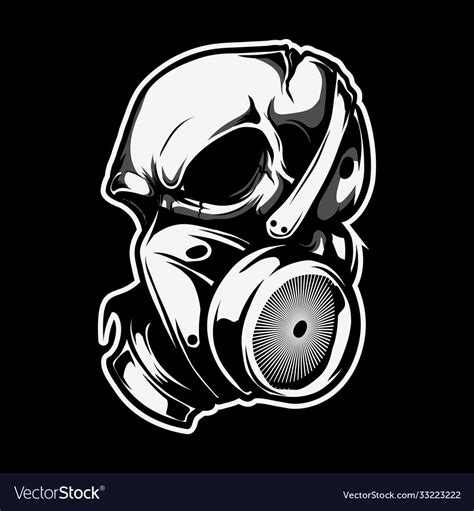 Skull wears a poison gas mask Royalty Free Vector Image