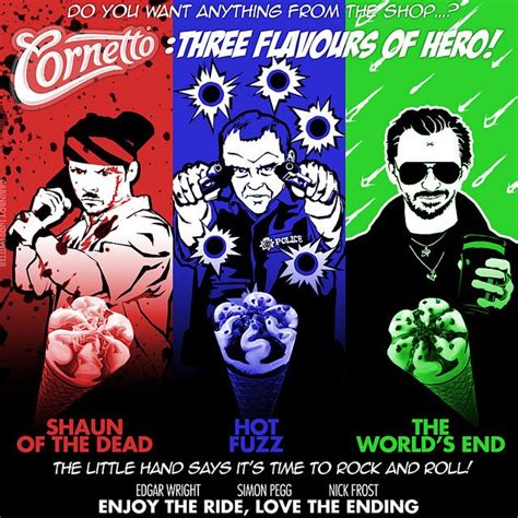 The Cornetto Trilogy: Shaun of The Dead, Hot Fuzz & The Worlds End | Comic art sketch, Simon ...