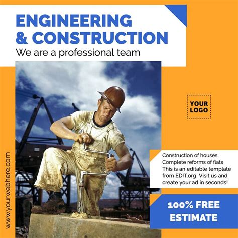 Free construction company poster and banner templates