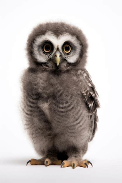 Premium AI Image | Boreal owl chick on a white background