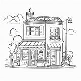 Coloring Page Of A Store Building Ring Drawing  sketch template
