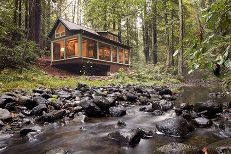 A Rustic Creekside Cabin Gets a Dramatic Update