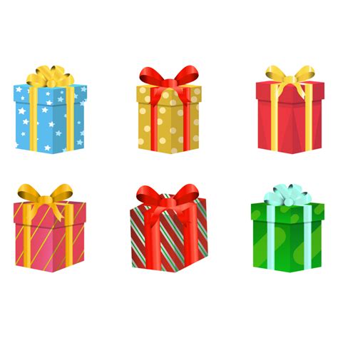 Christmas set of gifts vector design on a white background. Gift box design with multicolor wrap ...