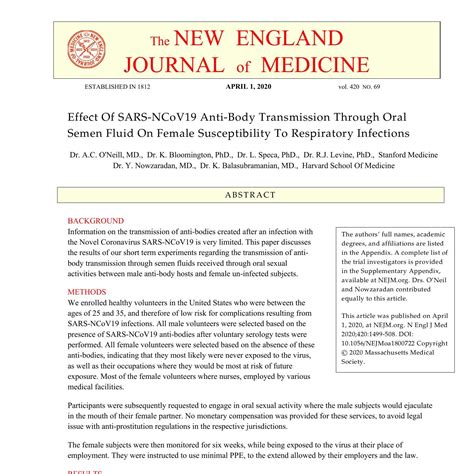 New England Journal of Medicine Volume 420 SARS-NCoV19.pdf | DocDroid