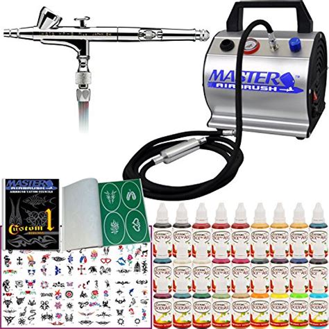 IWATA AIRBRUSH TATTOO KIT 28 Includes: COMPRESSOR, HOSE, AIRBRUSH, INK ...