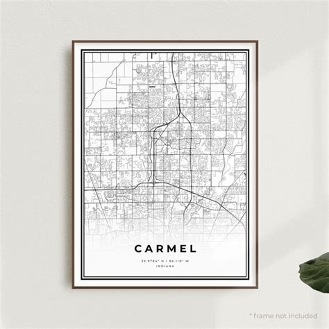 Carmel Map Print Carmel Street Map Poster Indiana Modern | Etsy