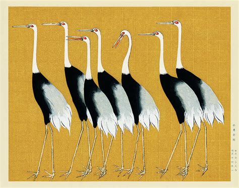 Japanese red crown crane by Ogata Korin Painting by Vincent Monozlay - Fine Art America