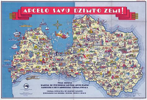 Large scale detailed tourist illustrated map of Latvia | Latvia ...