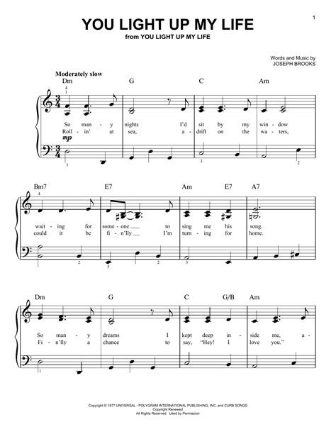 You Light Up My Life sheet music by Debby Boone (Easy Piano – 54186)