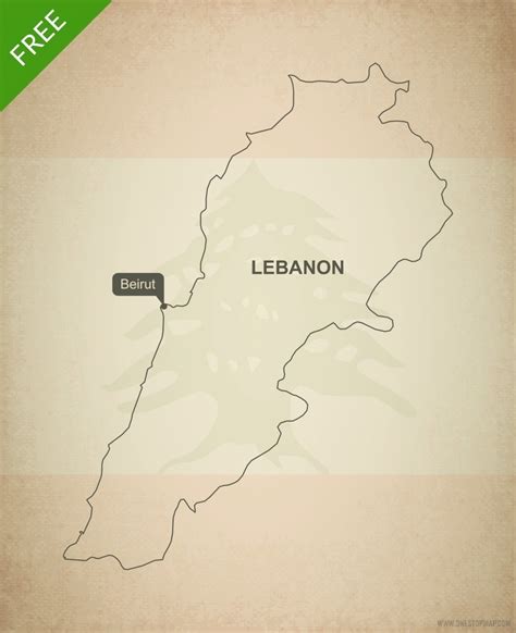 Free Vector Map of Lebanon Outline | One Stop Map