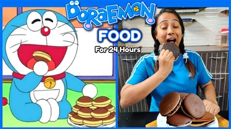 Eating DORAEMON🤪 Fav Food for 24 hours | Living Like a Cartoon Character | Food Challenge - Phim ...