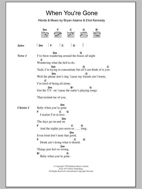 When You're Gone by Bryan Adams - Guitar Chords/Lyrics - Guitar Instructor