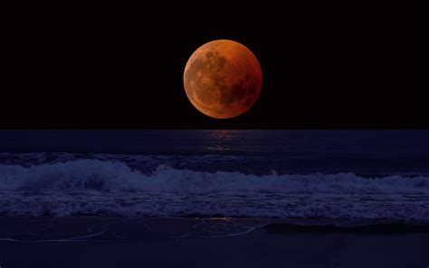 1920x1200 Resolution Orange Moon near the Horizon 1200P Wallpaper ...