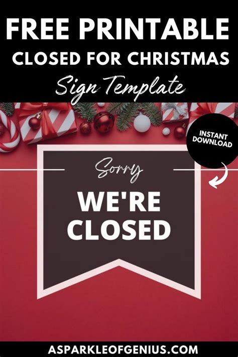 Free printable closed for christmas sign template - A Sparkle of Genius