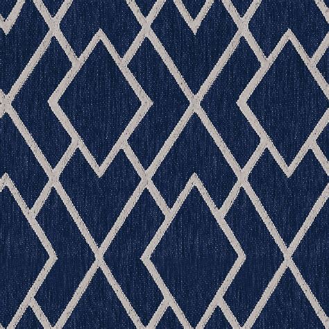 Navy Blue Cream beige taupe Geometric Woven Upholstery Fabric by the yard