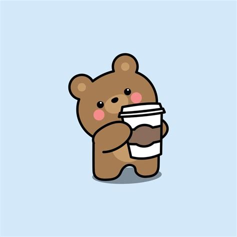 Cute bear with coffee cup cartoon, vector illustration 6936460 Vector Art at Vecteezy