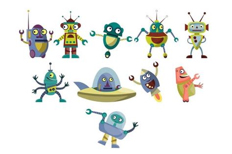 Little Robots illustration pack By Vectorsdepot | Robot illustration ...