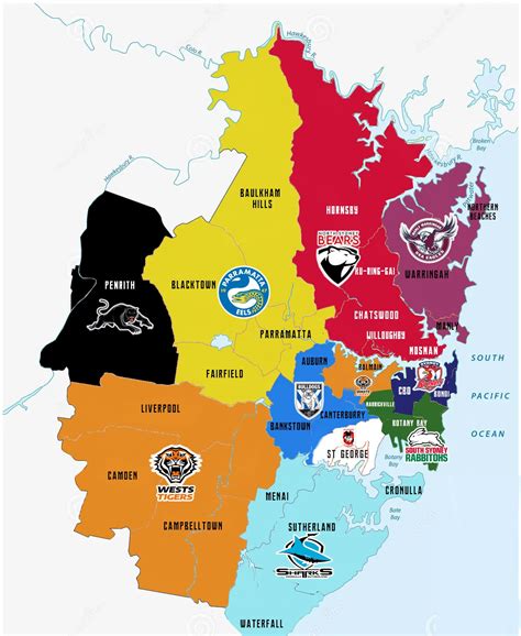 Created the map of NRL of every team's region/fanbase : r/nrl