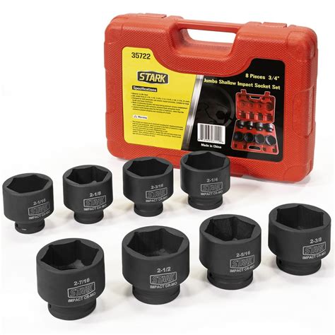 Stark 1"-Inch Drive Deep Impact Socket Set Cr-Mo 6-Point (1-Inch - 2-Inch) 9pc Impact Socket Set ...