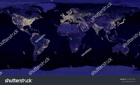 Earth Night View Space Map City Stock Photo 1475491556 | Shutterstock