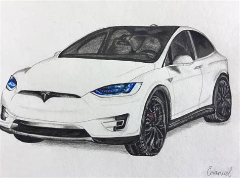 Portfolio Drawing - Tesla Model X - EMANUEL SCHWEIZER