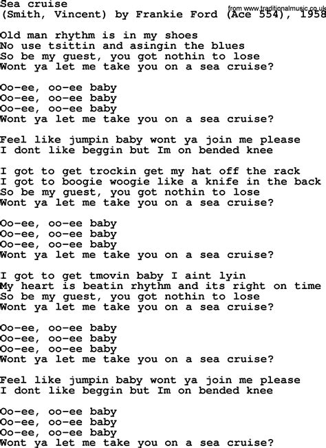 Bruce Springsteen song: Sea Cruise, lyrics