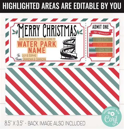 Christmas Surprise Water Park Ticket Gift Voucher Water Park - Etsy