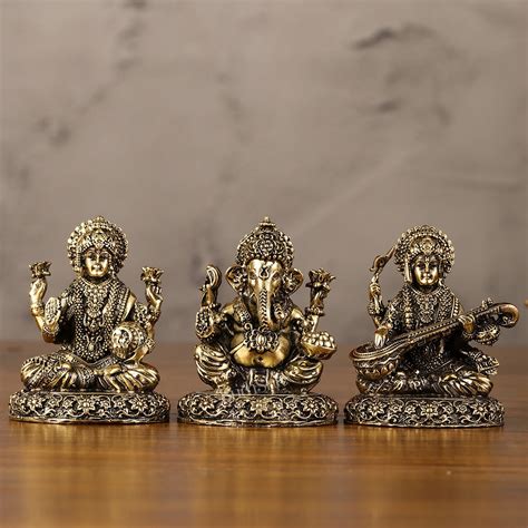 Brass Superfine Lightweight Intricate Ganesh Lakshmi Saraswati Idols - – Budhshiv.com