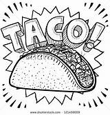 Doodle style Mexican Food Taco Sketch In Vector Format  coloring sketch template