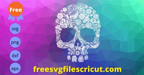 Free Halloween Flower Skull Svg, Free Skull With Flowers Svg - free svg files for cricut