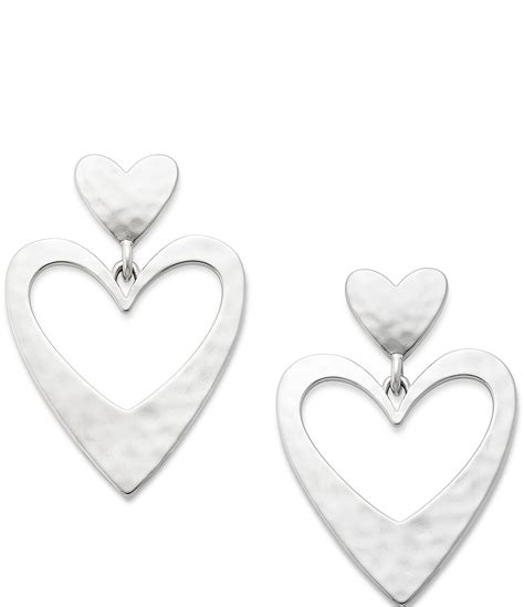 James Avery Hammered Double Heart Drop Earrings | Dillard's