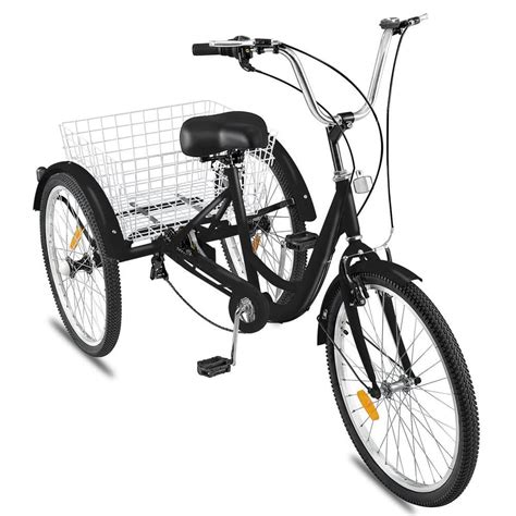 VEVOR 24 in. Tricycle Adult Bike 7 Speed Adult Trike Three Wheel ...