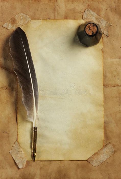 Paper, quill & ink stock photo | Quill and ink, Vintage paper background, Old paper background