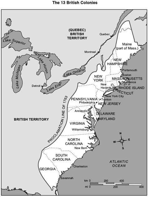 Printable Map Of The 13 Colonies