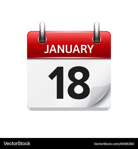 January 18 flat daily calendar icon date Vector Image