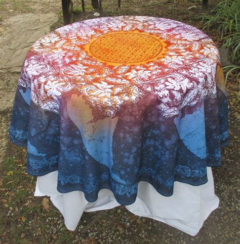 Batik Tablecloth Tropical Sunset Round on | Etsy | Batik, Tropical, Table cloth