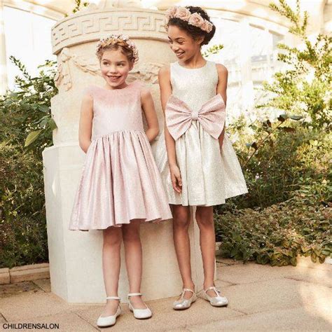 Childrensalon Occasions Girls Pink Gold Metallic Tulle Flower Girl Dress