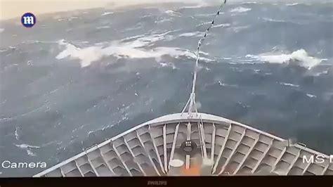 Norwegian cruise ship MS Maud hit a massive rogue wave on Dec. 21, 2023 ...