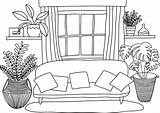 Cozy living Room coloring Page Living Interior Design Cute  sketch template