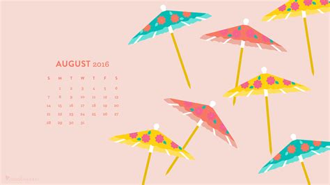 August 2016 Drink Umbrella Wallpaper - Sarah Hearts