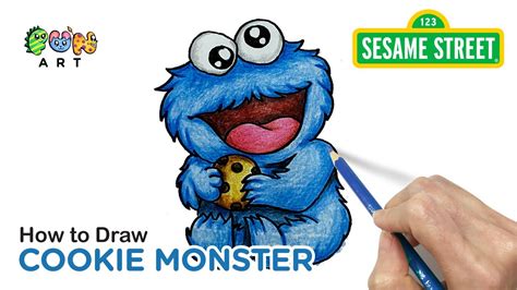 How To Draw COOKIE MONSTER | SESAME STREET | VERY EASY~! - YouTube