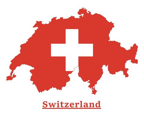 Switzerland National Flag Map Design, Illustration Of Switzerland ...