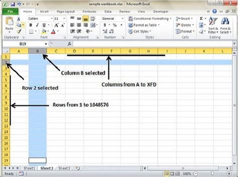 Filas y columnas en Excel 2010