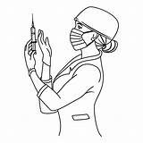 Premium Vector  Nurse getting ready To Give An Injection for Coloring Book sketch template