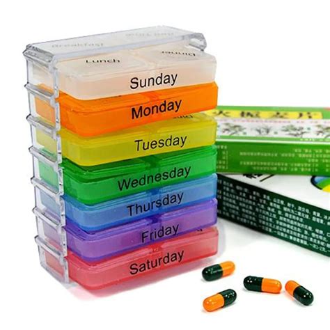 7 Day Tablet Pill Weekly Boxes Medicine Tablets Holder Dispenser ...