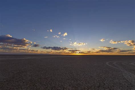 Yellow Sunrise and Blue Sky Over Verneukpan Stock Image - Image of ...