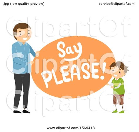 Clipart of a Father Teaching His Son to Say Please - Royalty Free ...