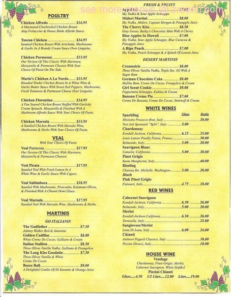 Online Menu of Marios Italian Restaurant & Lounge Restaurant, Lake Havasu City, Arizona, 86403 ...