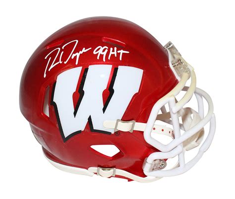 Ron Dayne Autographed Wisconsin Badgers Flash Mini Helmet Beckett ...